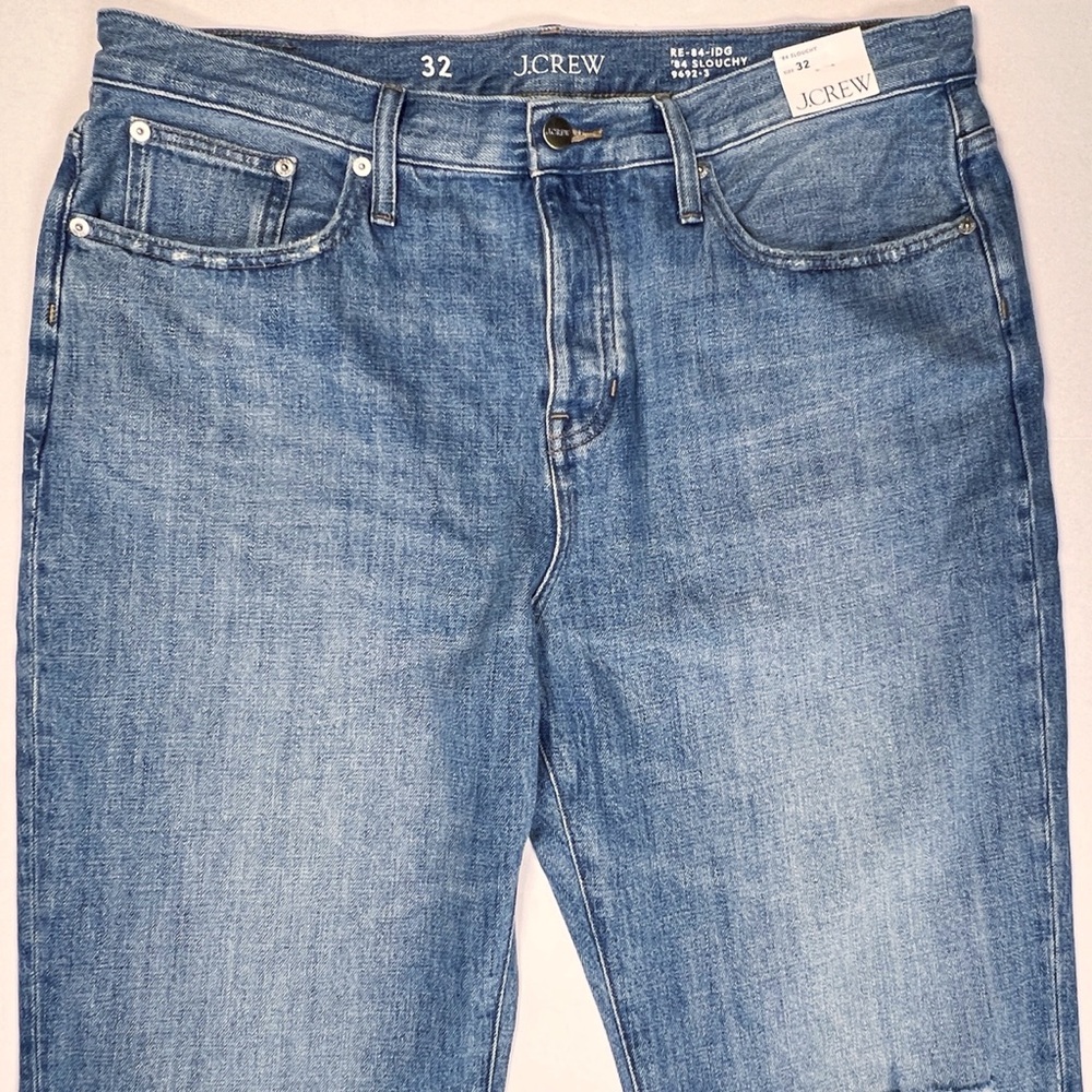 J.CREW Women’s Size 32‎ ‘84 Kyoto Wash Slouchy Distressed Straight Leg Jeans - Picture 4 of 16